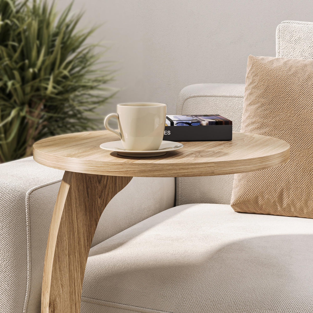 Beistelltisch C-Form Nussbaum-Optik