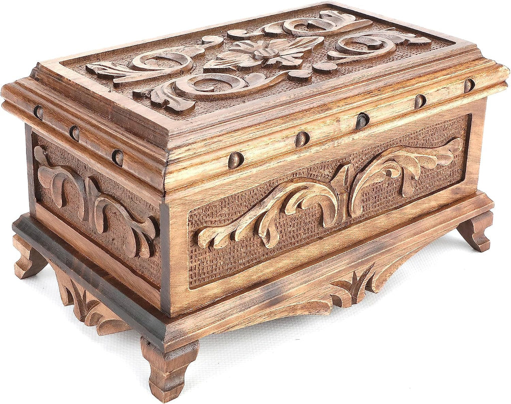 Walnut Treasure Secret Magic Box, handgefertigt, einzigartige Schmuckschatulle mit verstecktem Knopf, 25 x 15 x 12 cm