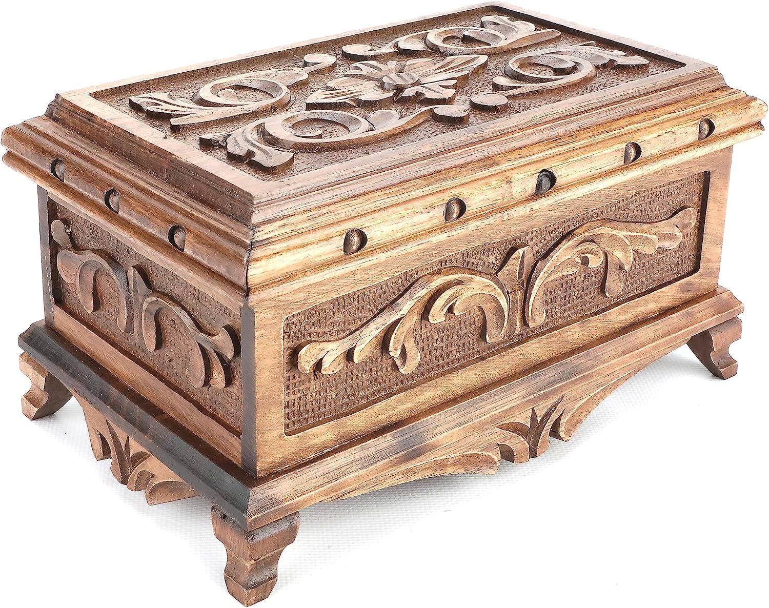 Walnut Treasure Secret Magic Box, handgefertigt, einzigartige Schmuckschatulle mit verstecktem Knopf, 25 x 15 x 12 cm