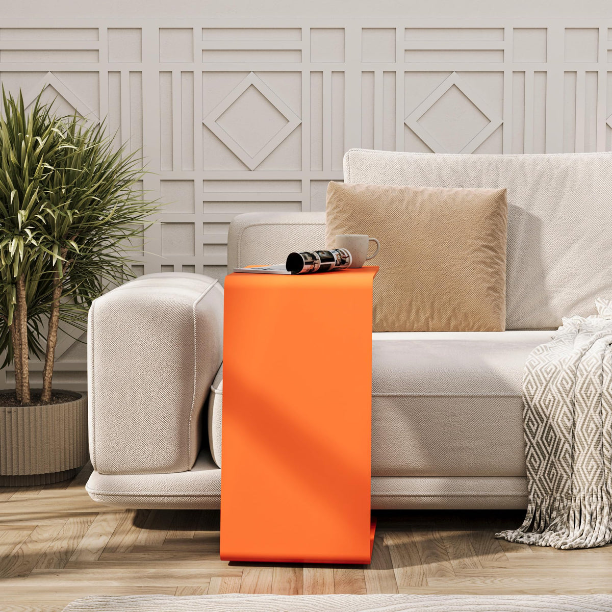 C-Design Beistelltisch aus Metall – Orange, 60 cm