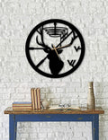 Wanduhr Hirsch – Einzigartiges Design, Metall, Wanddekoration, modernes industrielles geräuschloses Uhrwerk, 50 x 50 cm (B x H)
