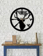 Wanduhr Hirsch – Einzigartiges Design, Metall, Wanddekoration, modernes industrielles geräuschloses Uhrwerk, 50 x 50 cm (B x H)