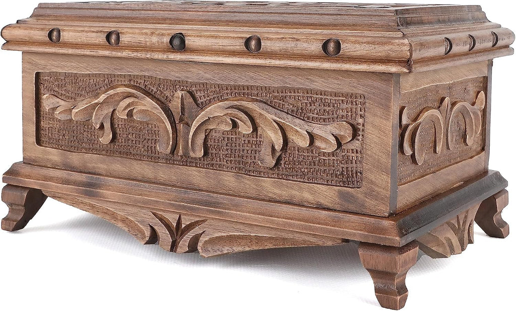 Walnut Treasure Secret Magic Box, handgefertigt, einzigartige Schmuckschatulle mit verstecktem Knopf, 25 x 15 x 12 cm