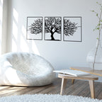 Tubibu Moderne Metall-Wandkunst 3er Set, 100% Metall - Metallische Wanddekoration, Wandbehang für Wohnzimmer, Schlafzimmer, Wohnheim, Wandskulpturen (Schwarzer Baum, klein)