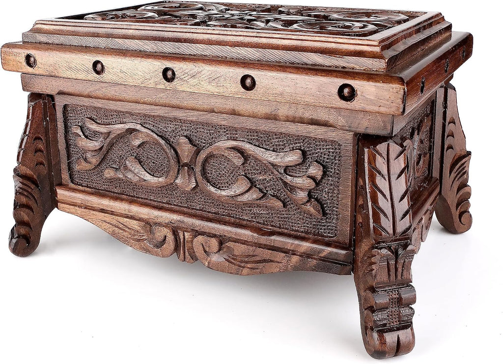 Walnuss Treasure Secret Magic Box handgefertigte einzigartige Schmuckschatulle mit verstecktem Knopf, Größe XXL