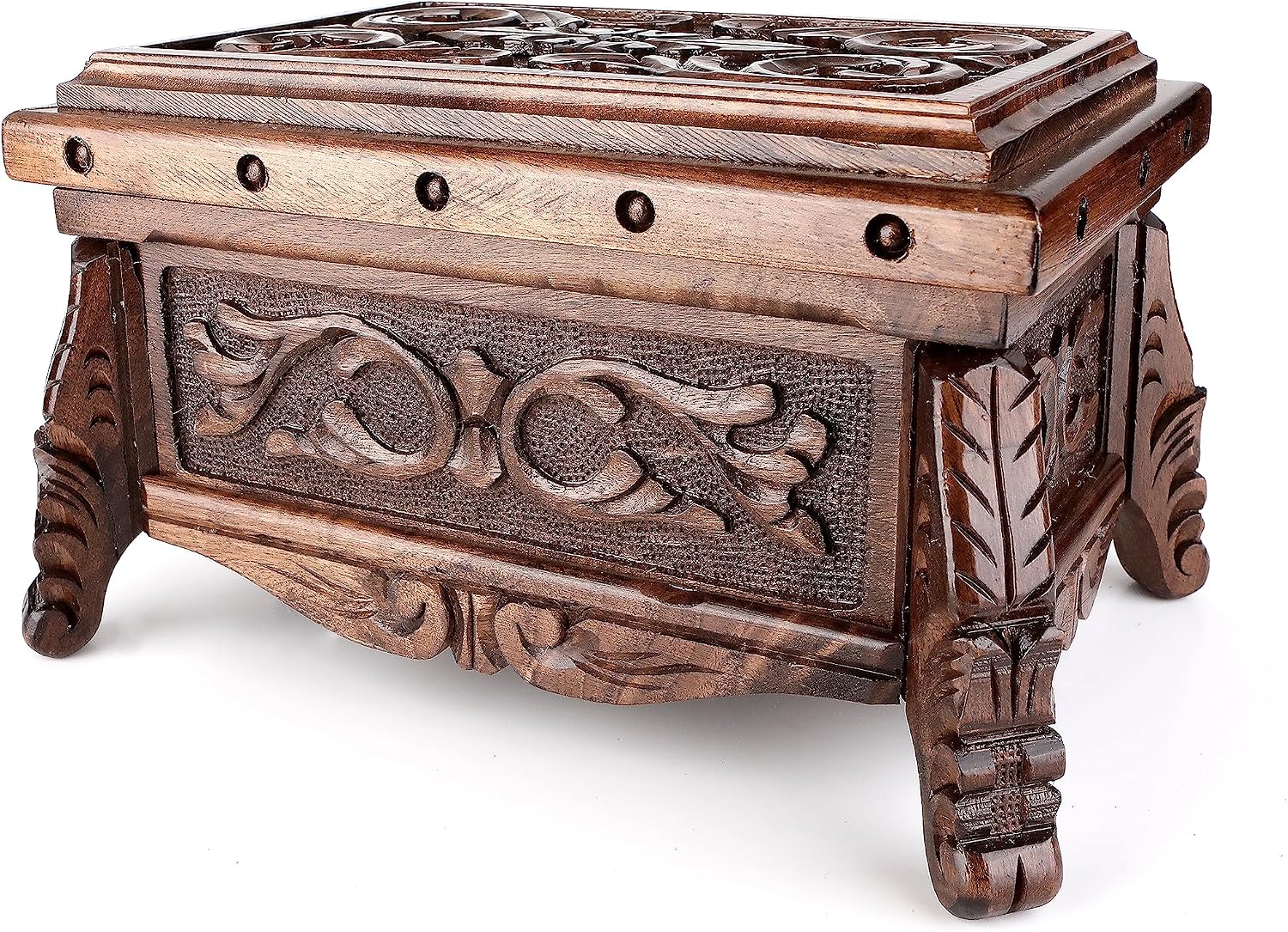 Walnuss Treasure Secret Magic Box handgefertigte einzigartige Schmuckschatulle mit verstecktem Knopf, Größe XXL
