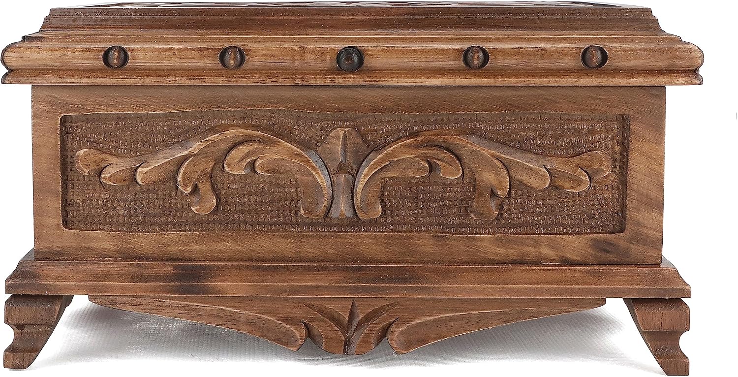 Walnut Treasure Secret Magic Box, handgefertigt, einzigartige Schmuckschatulle mit verstecktem Knopf, 25 x 15 x 12 cm