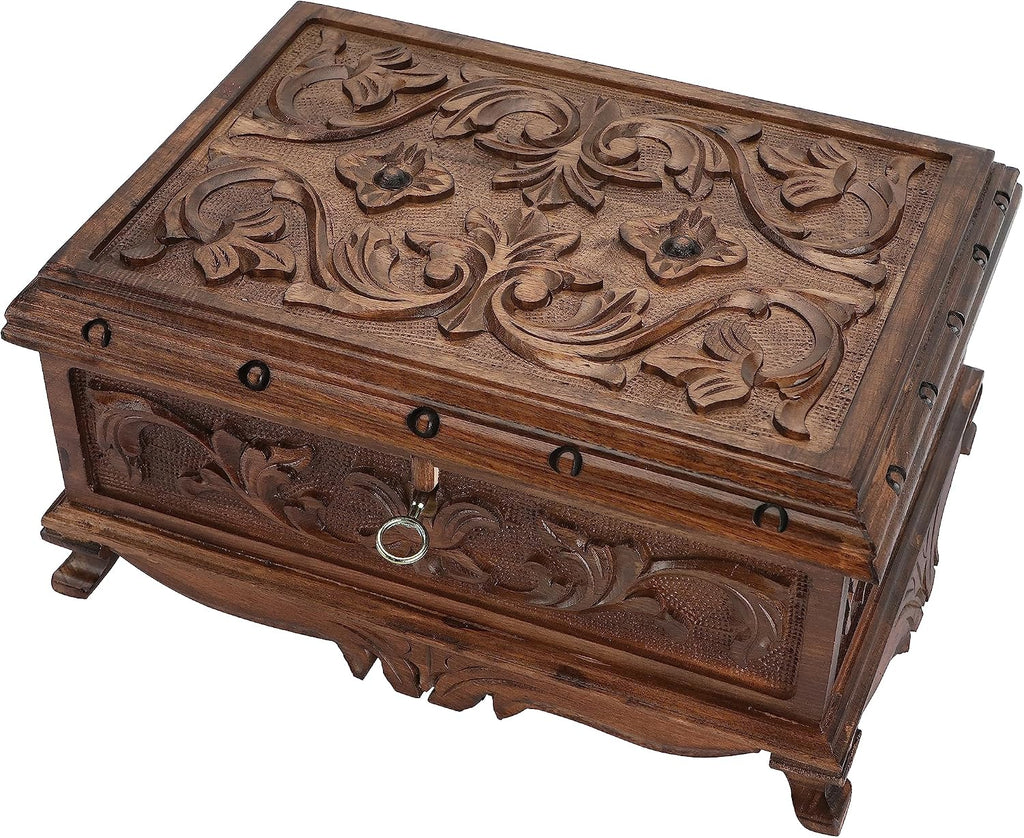 XL Walnuss Treasure Secret Magic Box handgefertigt einzigartige Schmuckschatulle