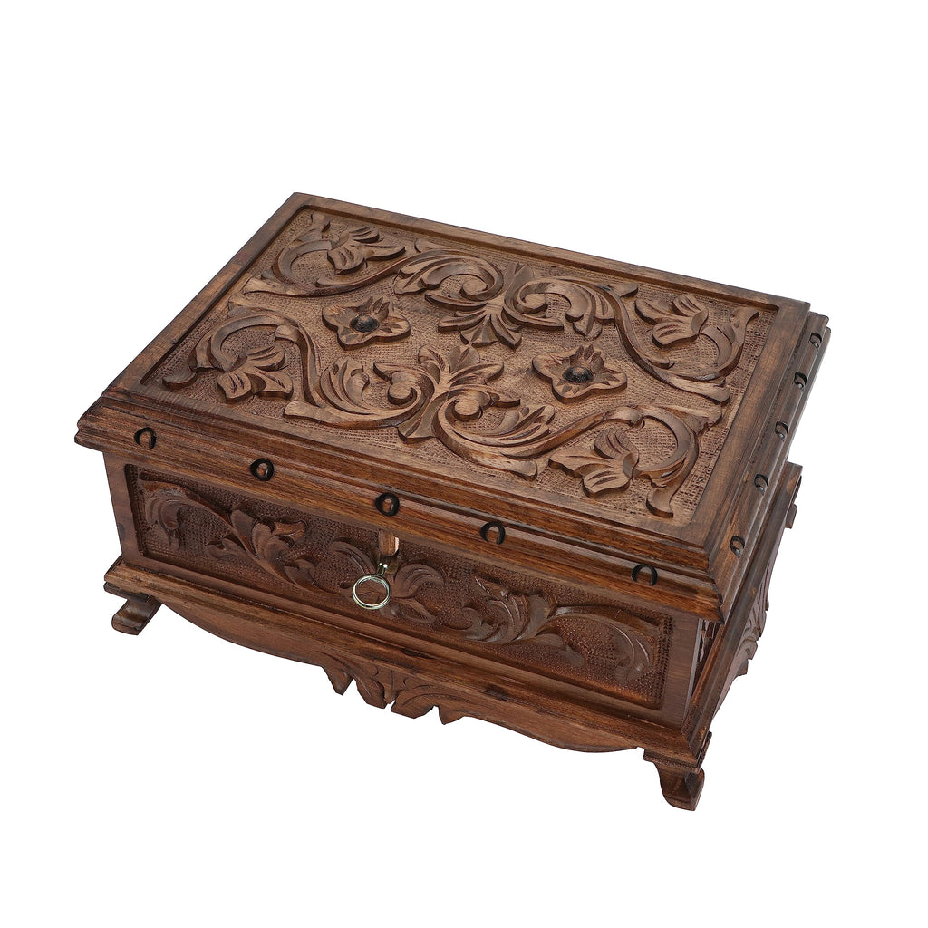 Walnut Treasure Secret Magic Box Handgefertigte einzigartige Schmuckschatulle mit verstecktem Schlüssel (klein)