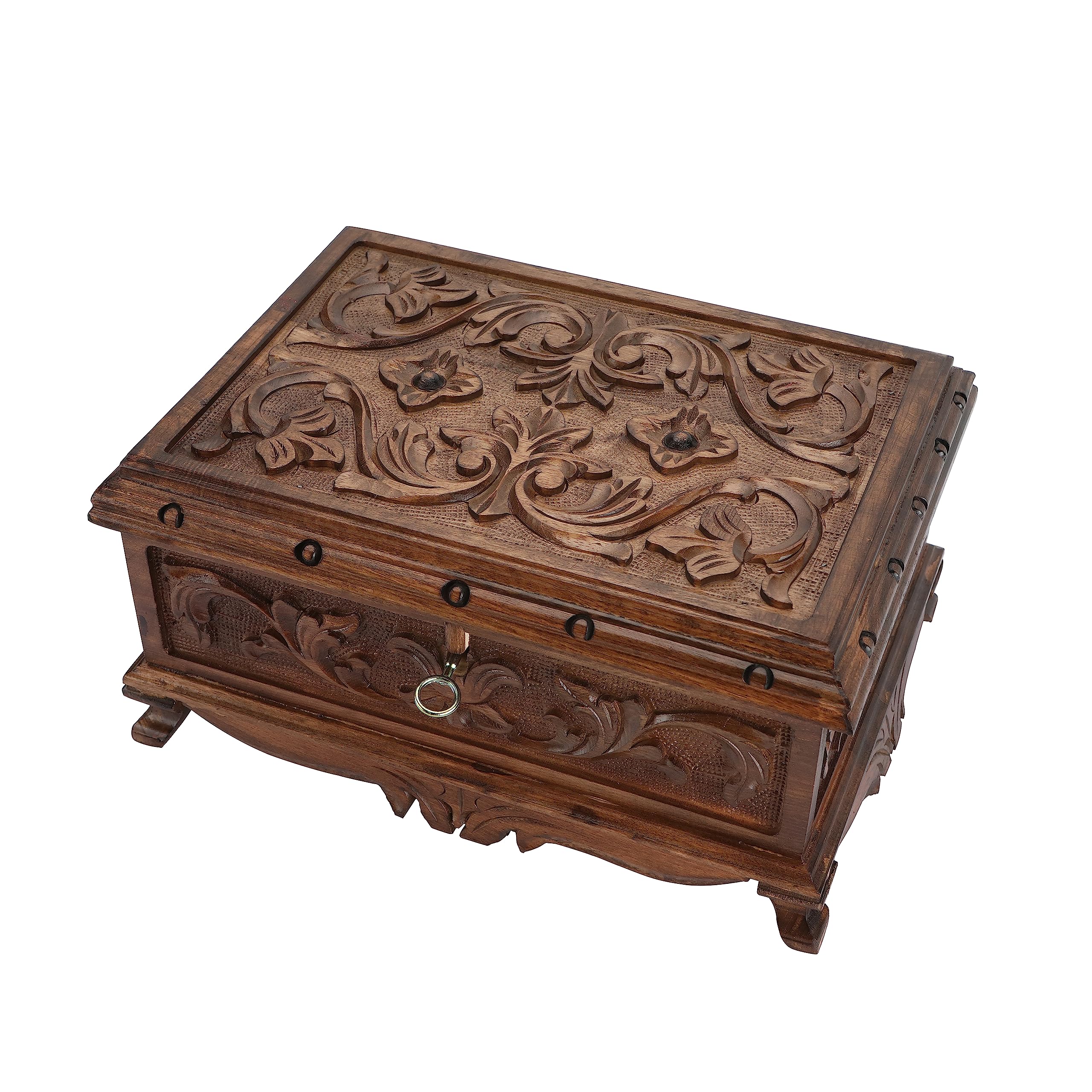 Walnut Treasure Secret Magic Box Handgefertigte einzigartige Schmuckschatulle mit verstecktem Schlüssel (klein)