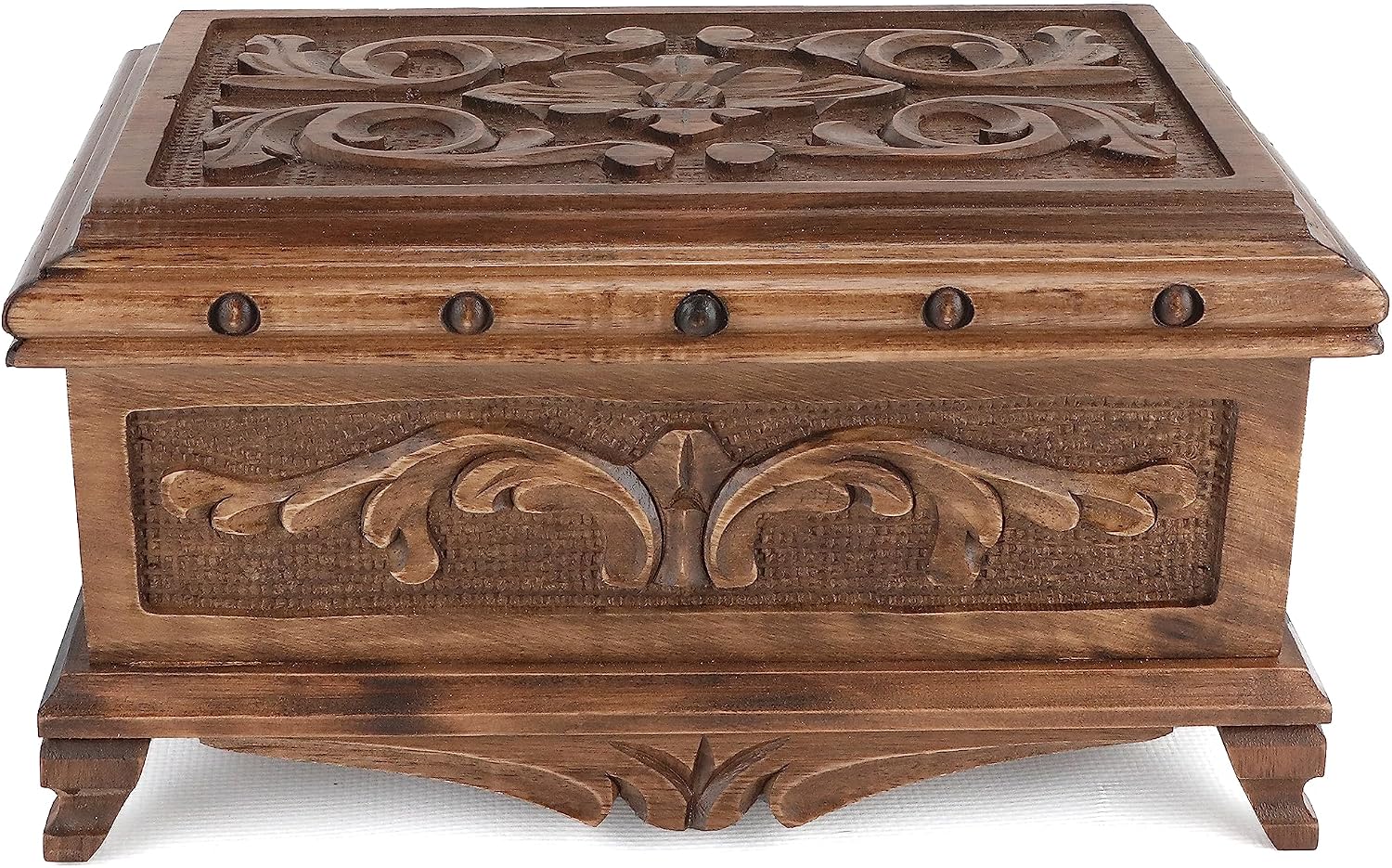Walnut Treasure Secret Magic Box, handgefertigt, einzigartige Schmuckschatulle mit verstecktem Knopf, 25 x 15 x 12 cm