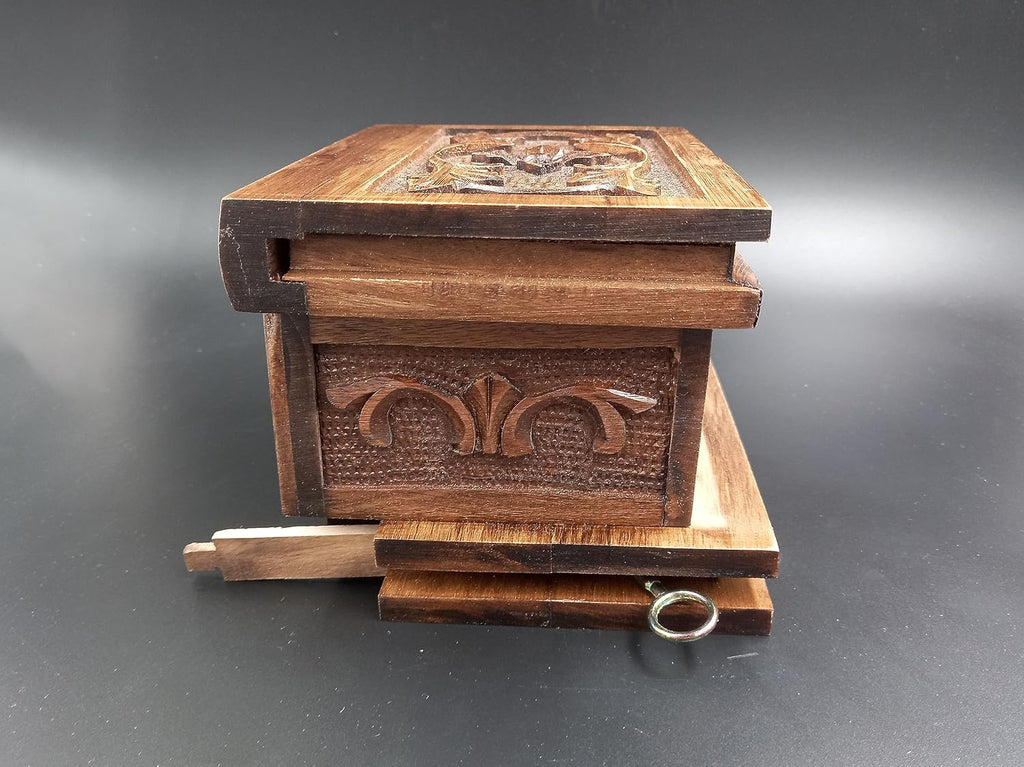 Walnut Treasure Secret Magic Box Handgefertigte einzigartige Schmuckschatulle mit verstecktem Schlüssel (klein)