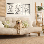 Tubibu Moderne Metall-Wandkunst 3er Set, 100% Metall - Metallische Wanddekoration, Wandbehang für Wohnzimmer, Schlafzimmer, Wohnheim, Wandskulpturen (Schwarzes Paar, groß)