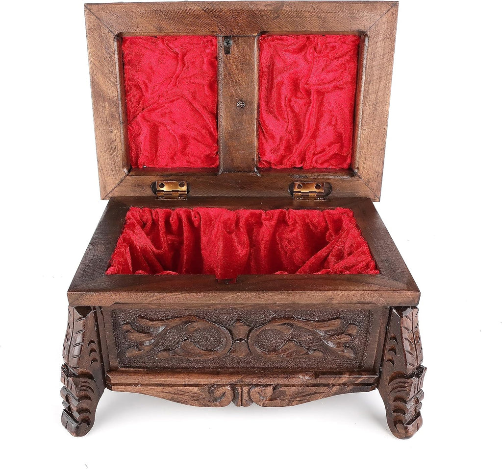 Walnuss Treasure Secret Magic Box handgefertigte einzigartige Schmuckschatulle mit verstecktem Knopf, Größe XXL