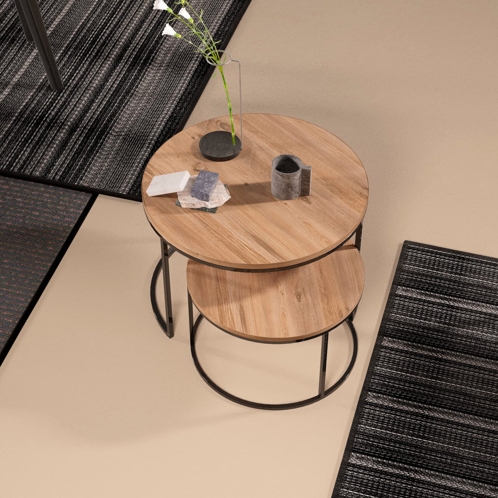 Couchtisch-Set Holzoptik im Wohnzimmer