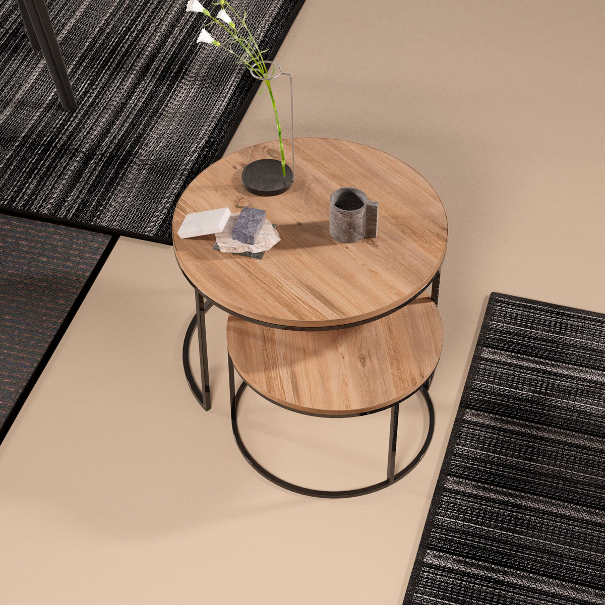 Couchtisch-Set Holzoptik im Wohnzimmer