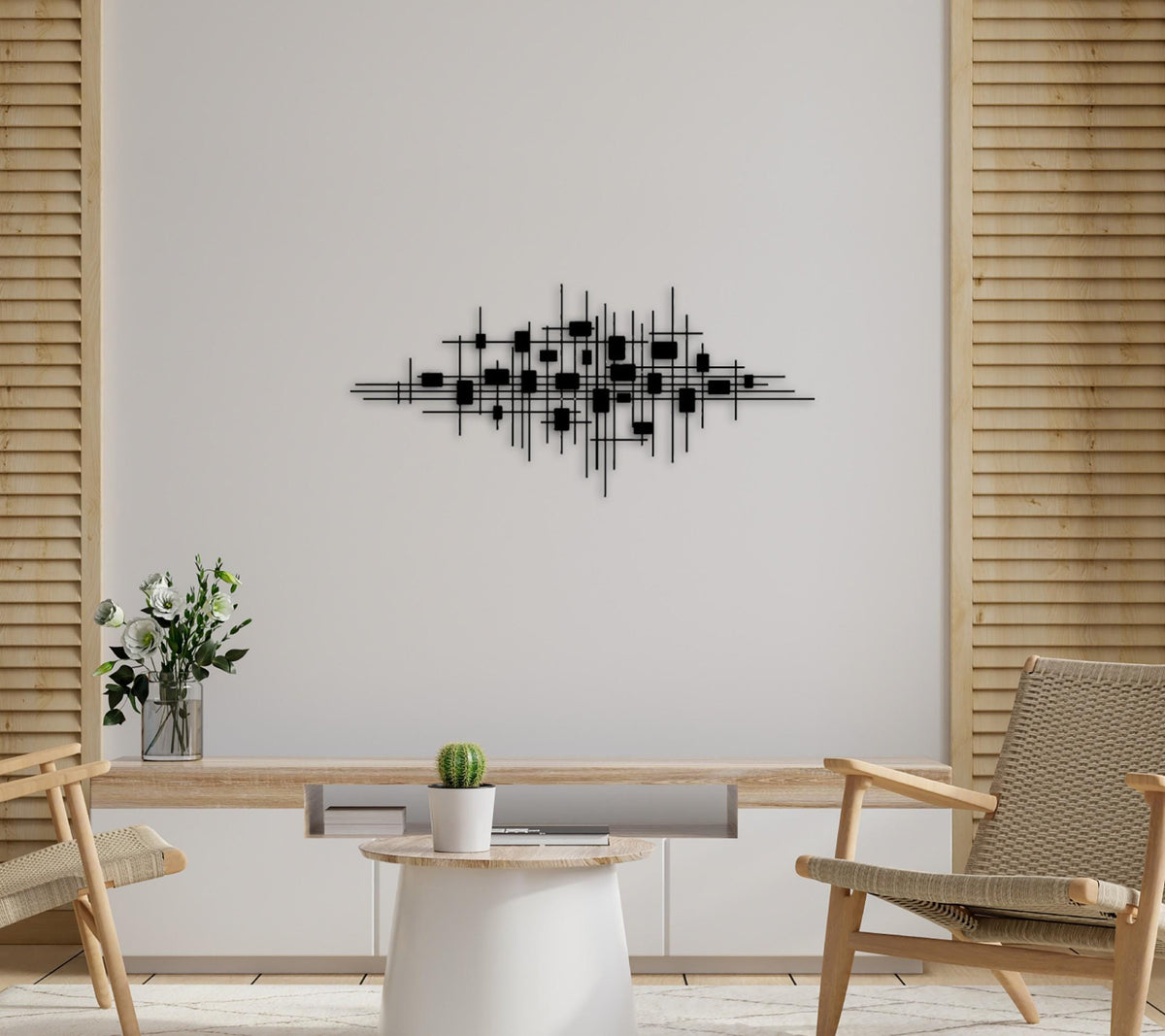 Geometrische Metall-Wandkunst – Schwarz