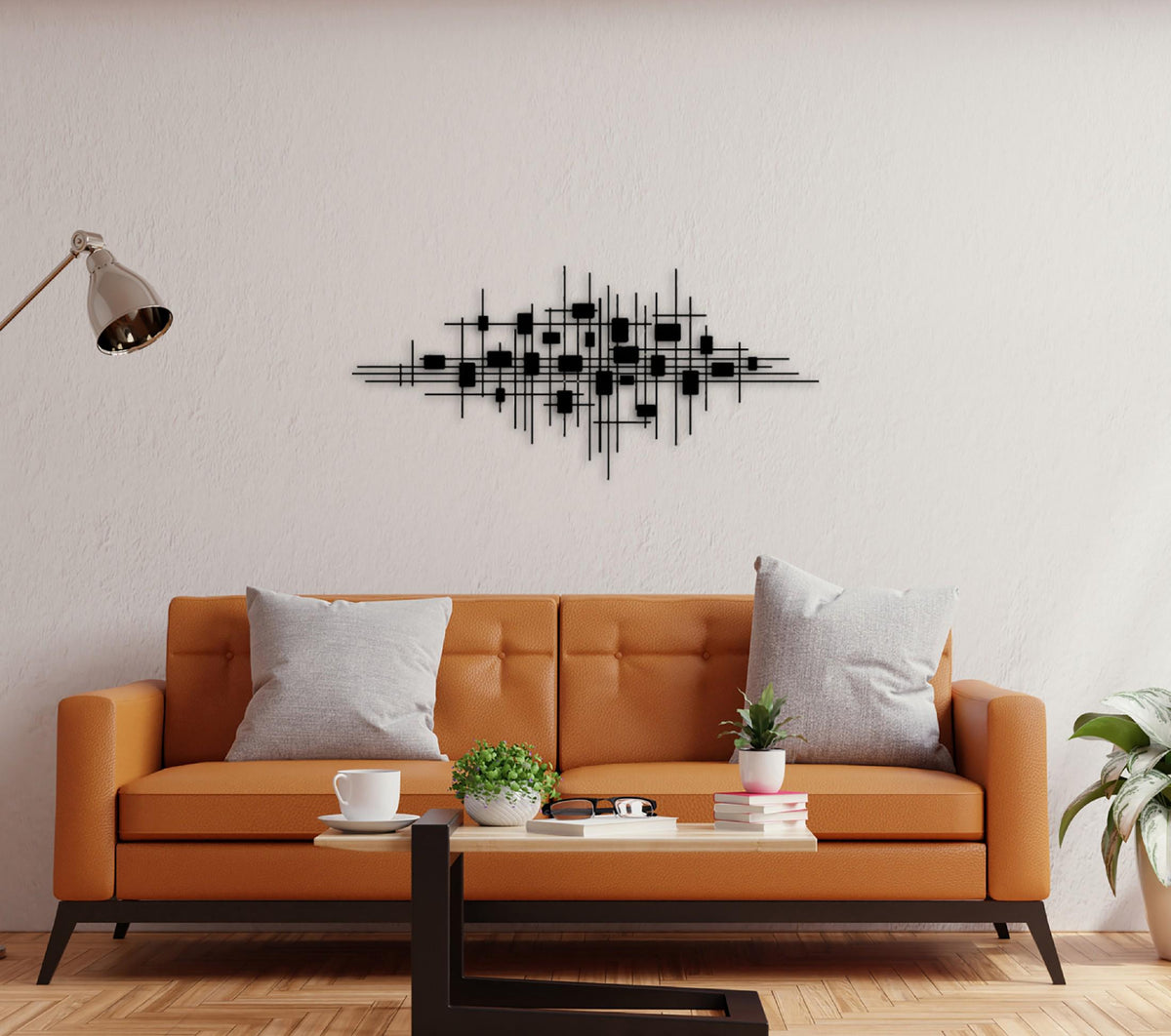 Geometrische Metall-Wandkunst – Schwarz