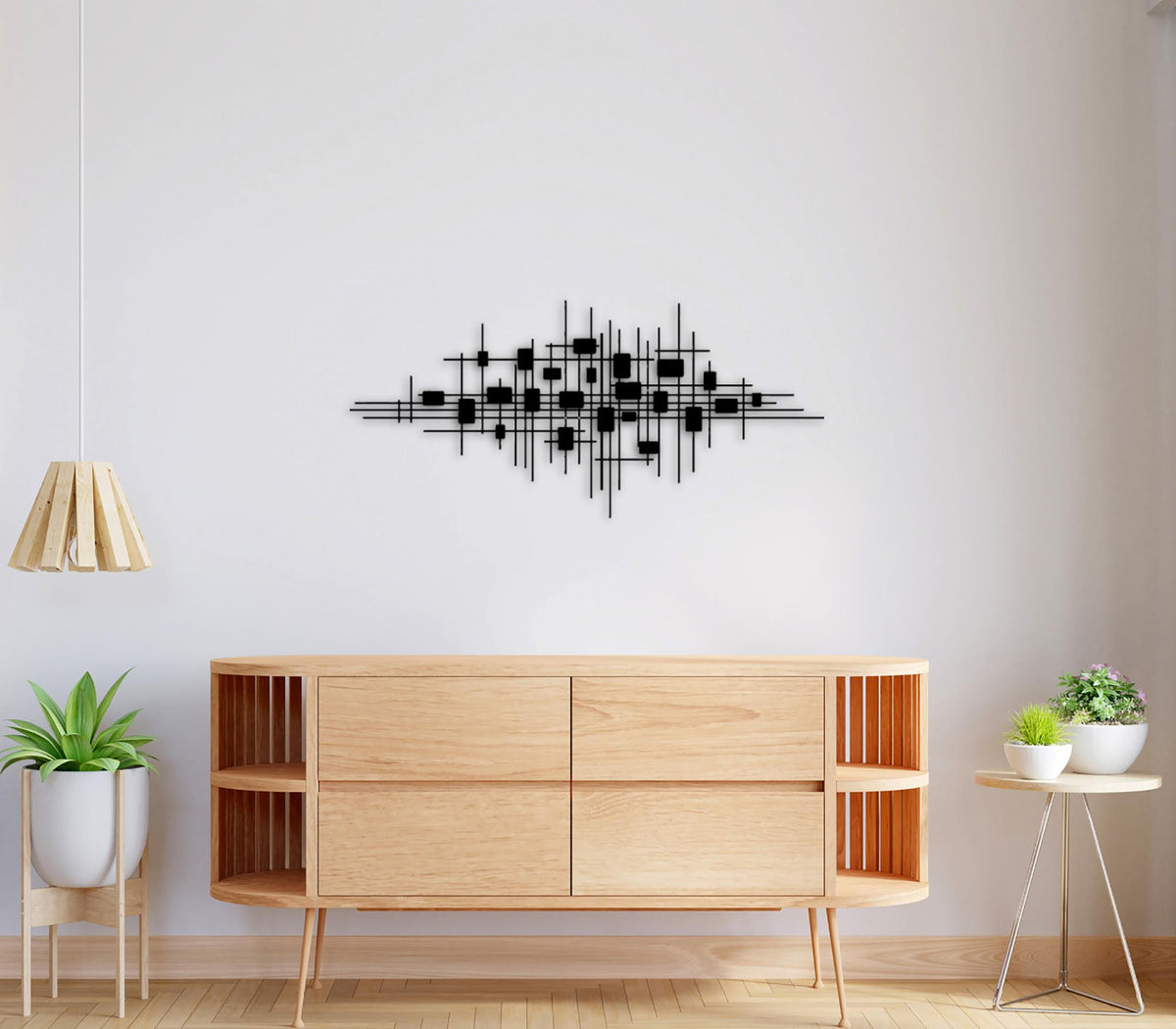 Geometrische Metall-Wandkunst – Schwarz