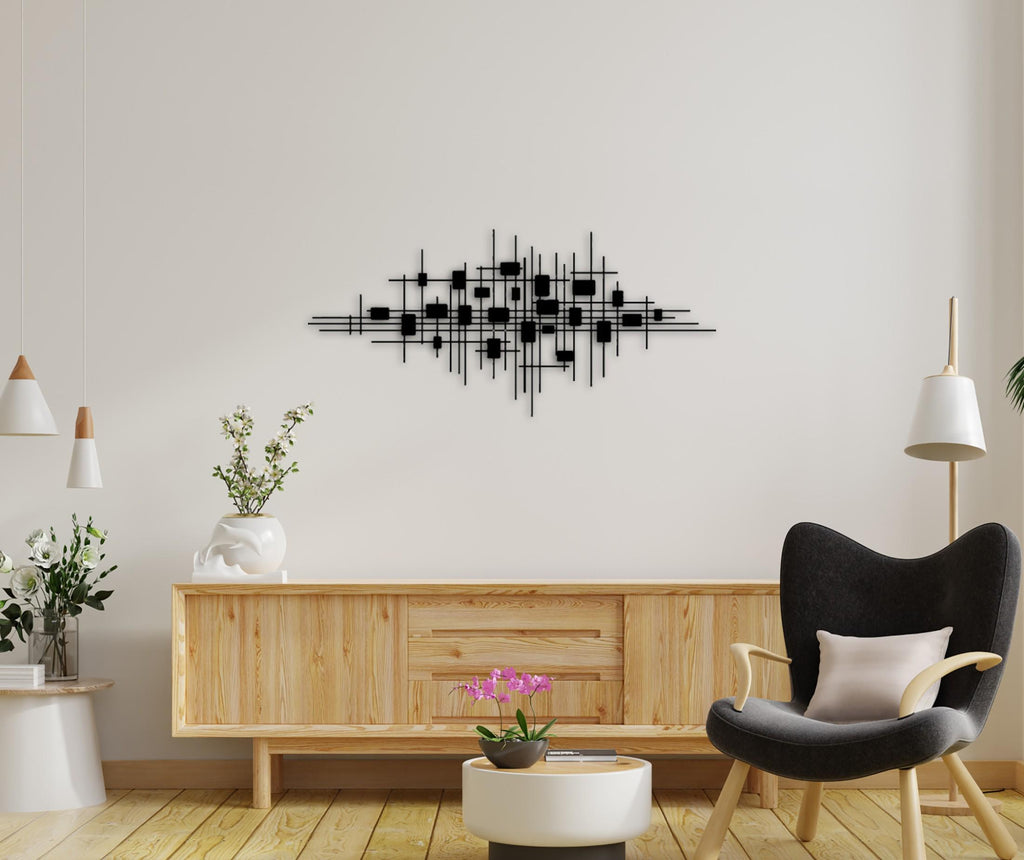 Geometrische Metall-Wandkunst – Schwarz